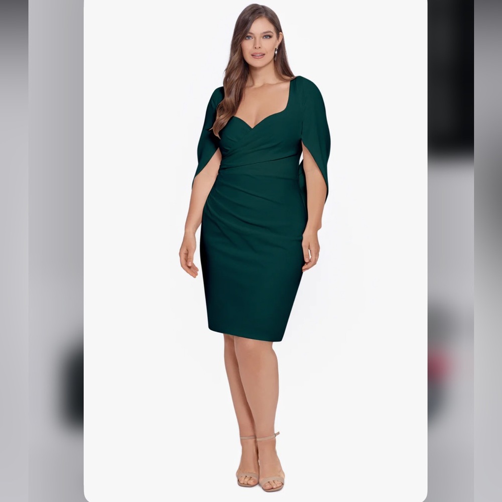 Betsy & Adam Pine Plus Size Eva Scuba Crepe Drape Back Dress Sz 18W